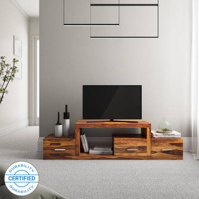 Flipkart Perfect Homes PureWood Sheesham TV Entertainment Unit(Finish Color - Natural Teak)