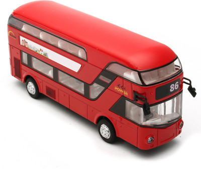 

Miss & Chief Die Cast Metal Body Luxury Double Decker Pull Back Red Bus Toy with Light and Sound(Multicolor)