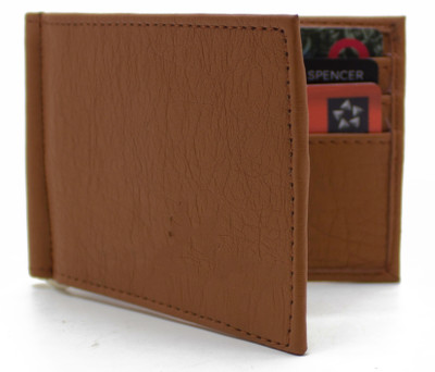 MS Men Casual Brown Artificial Leather Money Clip(6 Card Slots)