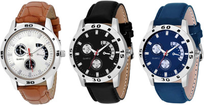 FRIX Chronograph Pattern Silver & Black & Blue Watch Limited Eddition Watch - For Men
