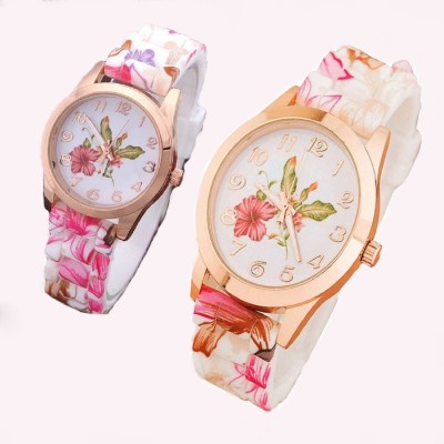 COSMIC SILICONE STRAP COLORFUL FLOWERS FASHIONABLE WOMEN AND LADIES Analog Watch  - For Girls