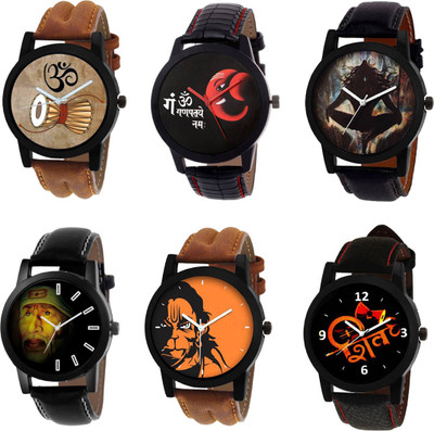 

Rage Enterprise Designer God's Colorful Dial Leather Strap set of 6 Men Watch - For Men