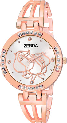 

Zebra New Designer Rose Print RoseGold Dial RoseGold Chain Belt bracelet Analog Watch For Girls & Women ZB-534 Watch - For Girls