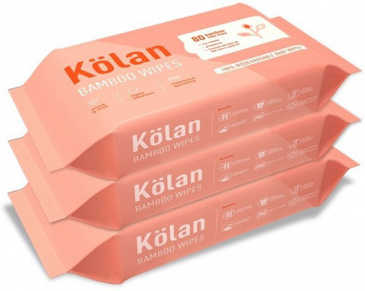 

Kolan Eco-Friendly Bamboo Baby Wipes with Olive Oil, Aloe Vera & Jojoba Oil, 80 Wipes/Pack(3 Pieces)