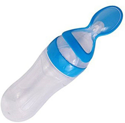 

GJE BPA Free Squeeze Style Bottle Feeder with Dispensing Spoon for Infant Newborn Toddler Semi Solid Food Supplement - 90 ml(White)