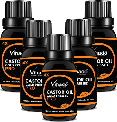 

VIHADO 4x PRO Cold Pressed Castor Oil 4x PRO For Hair and Skin Hair Oil (18 gm) (Pack of 5)(18 ml)