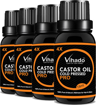 

VIHADO 4x PRO Cold pressed castor oil Hair Oil (18 gm) (Pack of 4)(18 ml)