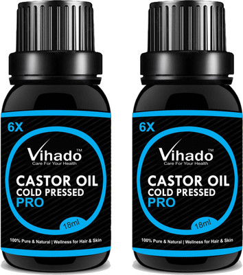 

VIHADO 6x PRO Cold-Pressed 100% Pure Castor Oil Hair Oil (18 gm) (Pack of 2)(18 ml)