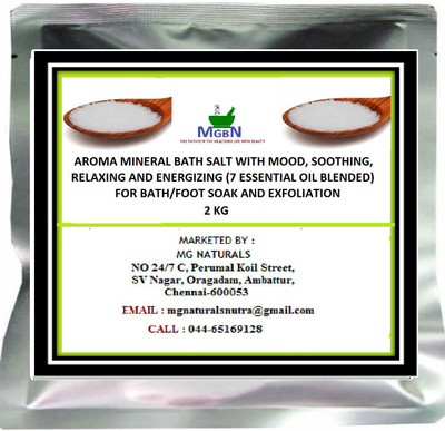 

MGBN AROMA MINERAL BATH SALT WITH MOOD, SOOTHING, RELAXING AND ENERGIZING (7 ESSENTIAL OIL BLENDED)FOR BATH/FOOT SOAK AND EXFOLIATION 2 KG(2000 g)