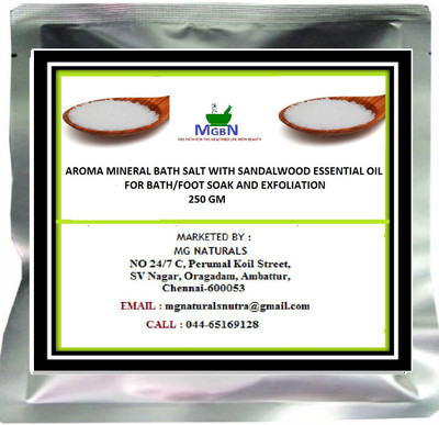 

MGBN AROMA MINERAL BATH SALT WITH SANDALWOOD ESSENTIAL OIL FOR BATH/FOOT SOAK AND EXFOLIATION 250 GM(250 g)