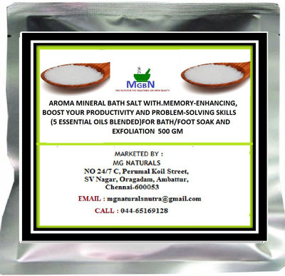 

MGBN AROMA MINERAL BATH SALT WITH MEMORY-ENHANCING, BOOST YOUR PRODUCTIVITY AND PROBLEM-SOLVING SKILLS(5 ESSENTIAL OILS BLENDED)FOR BATH/FOOT SOAK AND EXFOLIATION 500 GM(500 g)