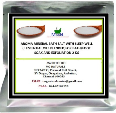 

MGBN AROMA MINERAL BATH SALT WITH SLEEP WELL(5 ESSENTIAL OILS BLENDED)FOR BATH/FOOT SOAK AND EXFOLIATION 2 KG(2000 g)