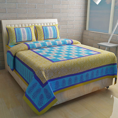 Krish Home Furnishing 250 TC Cotton Double Printed Bedsheet(Pack of 10, Multicolor)