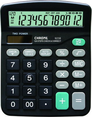 CHROME 9238 Black Basic  Calculator(12 Digit)