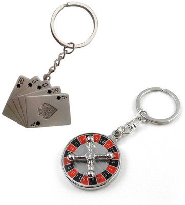 

Madhuraj Combo Set of Playing Card and Casino High Quality Metal Key Chain(Silver)