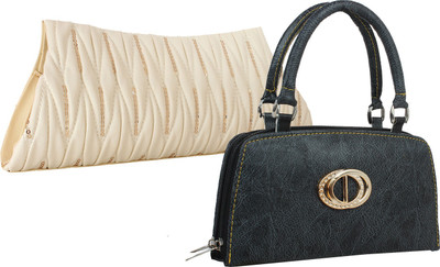 

Fillincart Casual, Formal, Party White, Black Clutch, Black;white