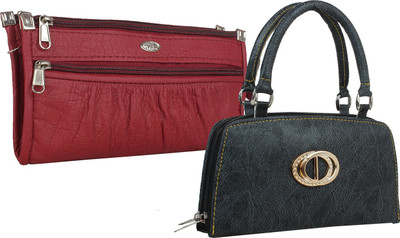 

Fillincart Casual, Formal, Party Maroon, Black Clutch, Black;maroon