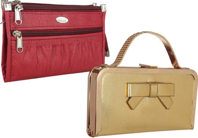 

Element Cart Casual, Formal, Party Maroon, Gold Clutch, Gold;maroon
