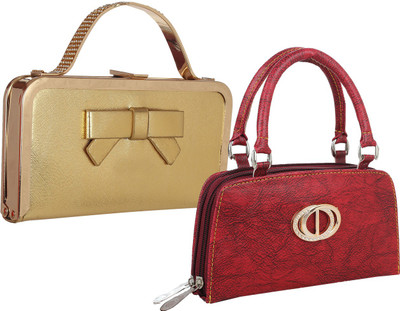 

Fillincart Casual, Formal, Party Gold, Red Clutch