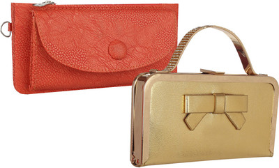 

Element Cart Casual, Formal, Party Tan, Gold Clutch, Gold;tan