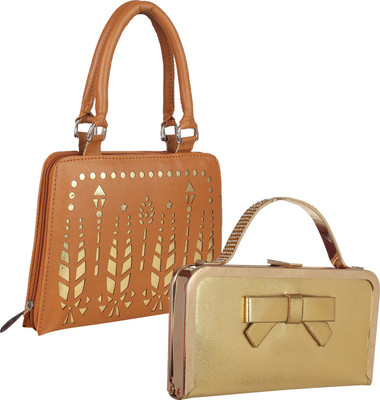 

Element Cart Casual, Formal, Party Orange, Gold Clutch, Gold;orange