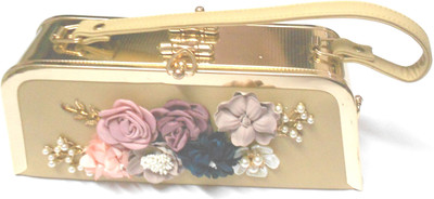 

White Flower Party Brown, Gold Clutch