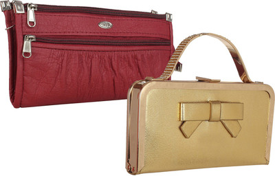 

Element Cart Casual, Formal, Party Maroon, Gold Clutch, Gold;maroon