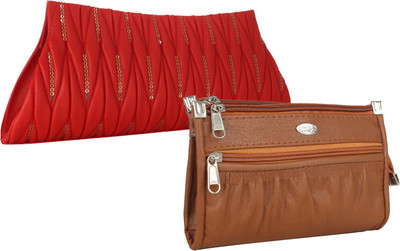 

Fillincart Casual, Formal, Party Brown, Red Clutch