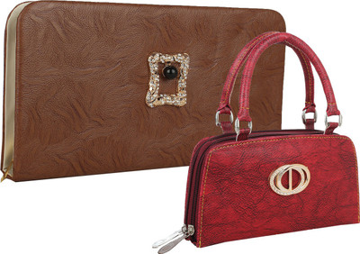 

Element Cart Casual, Formal, Party Brown, Red Clutch