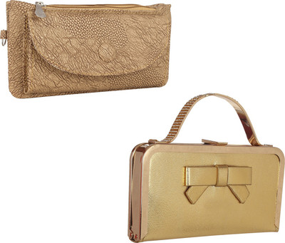 

Fillincart Casual, Formal, Party Beige, Gold Clutch