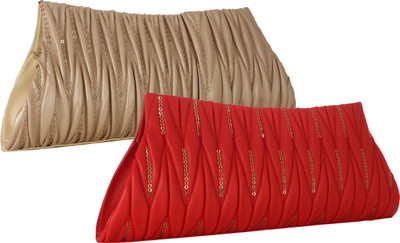 

Element Cart Casual, Formal, Party Beige, Red Clutch