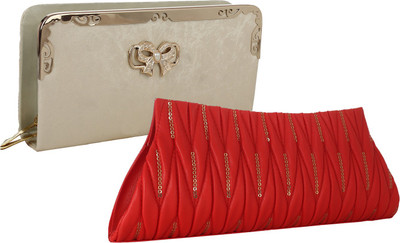 

Fillincart Casual, Formal, Party Red, Gold Clutch, Gold;red