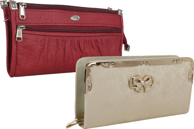 

Element Cart Casual, Formal, Party Maroon, Gold Clutch, Gold;maroon