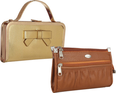 Element Cart Casual, Formal, Party Brown, Gold Clutch