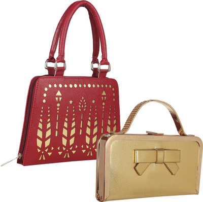 

Fillincart Casual, Formal, Party Maroon, Gold Clutch, Gold;maroon