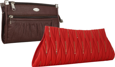 

Element Cart Casual, Formal, Party Brown, Red Clutch
