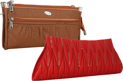 

Element Cart Casual, Formal, Party Brown, Red Clutch