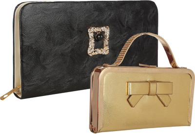 

Element Cart Casual, Formal, Party Black, Gold Clutch