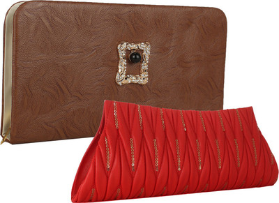 

Fillincart Casual, Formal, Party Brown, Red Clutch
