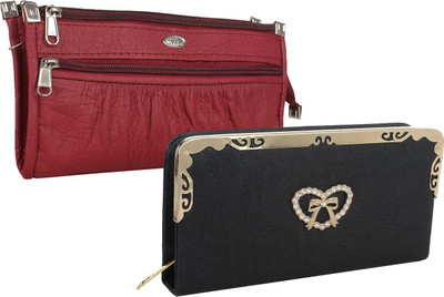 

Fillincart Casual, Formal, Party Maroon, Black Clutch, Black;maroon