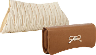 

Fillincart Casual, Formal, Party White, Brown Clutch, Brown;white