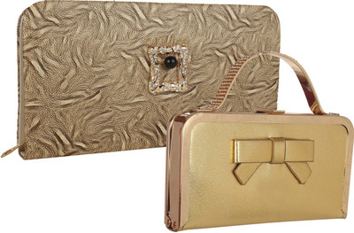 

Element Cart Casual, Formal, Party Beige, Gold Clutch