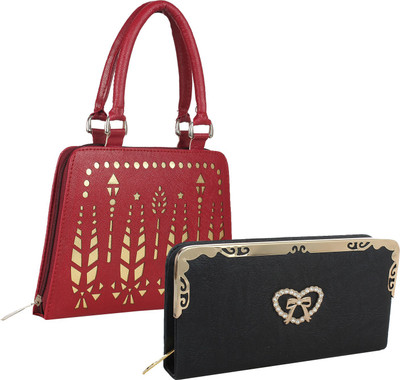 

Fillincart Casual, Formal, Party Maroon, Black Clutch, Black;maroon
