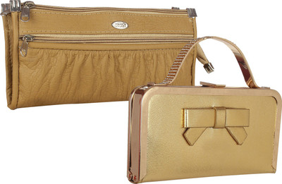 Element Cart Casual, Formal, Party Beige, Gold Clutch