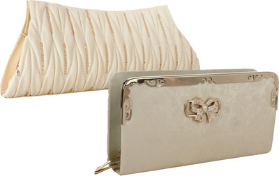 

Fillincart Casual, Formal, Party White, Gold Clutch, Gold;white