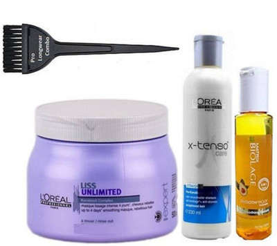 

Pro longwear combo Hair Brush, Liss Unlimited Hair Spa, Care Hair Shampoo, Biolage Serum(Set of 4)