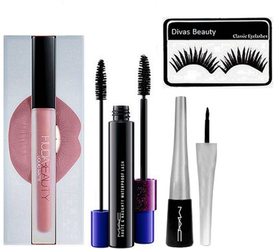 

divas beauty Eyelashes,Liquid Matte Venus Lipgloss, Super Slick Liquid Eyeliner(Set of 3)