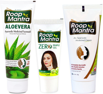 

Roop Mantra Skin Care Combo (Aloe-Vera Face Wash 115ml + Zero Pimple Gel 15gm + Face Cream 60gm)(Set of 3)