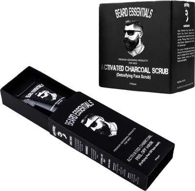 

Beard Essentials Activated Charcoal Deep Cleansing Face Scrub & Activated Charcoal Peel Off Mask(Set of 2)