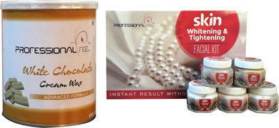 

Professional 'Skin Whitening & Tightening' Facial Kit (500 g) + white chocolate cream wax advance formula Wax (800 g) Unisex for Fairness(Set of 5)